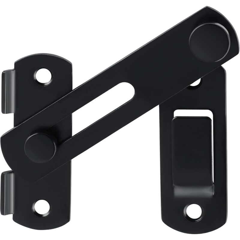 Verrou Porte Coulissante Serrure Volet Loquet Porte Verrou Portail à Bascule Boulon avec Vis pour Porte, Fenêtre, Placard et Jardin, Finition Noir