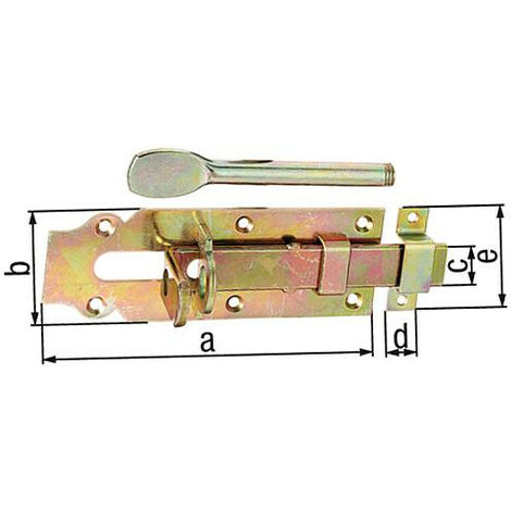 Verrou porte d'étable, avec passant 160mm, jaune galva