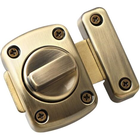 Verrou Porte Interieure Securite Porte D'entrée Rotatif, Loquets et Verrous de Portes en Métal pour Chambre Portail Clôture, Bronze, 55x56MM, EMS220U-Q