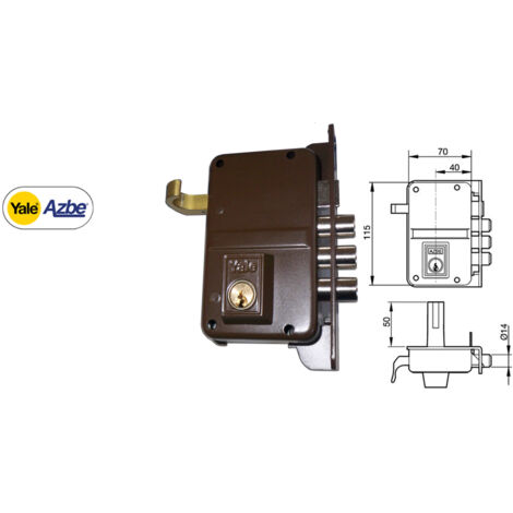 Verrou superposé anti-levier droit Yale Azbe 8 HP 70