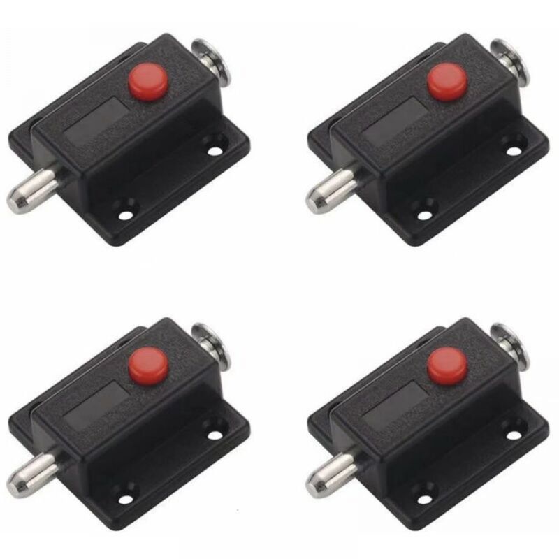 Loquet à glissière de sécurité automatique – ABS et fer – Résistant à la corrosion – Pour portes et fenêtres en bois – Lot de 4 pièces