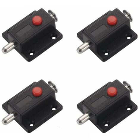 COSTJJ Verrou Targette, loquet à glissière de sécurité à bouton à ressort automatique pour armoire, loquets de porte intérieurs et extérieurs fenêtres, armoires, chambre, salle de bains - 4 pièces