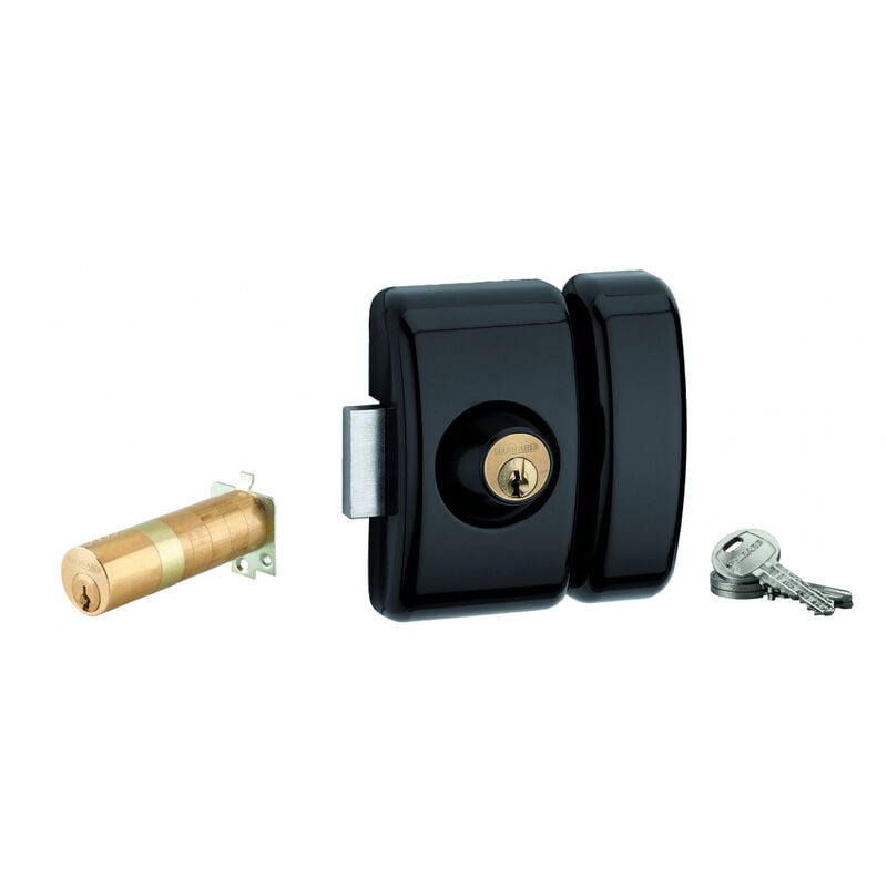 Verrou double entrée Universel ajustable pour entrée, hg 5, dim. cylindre de 35 à 80mm, acier, 5 clés, epoxy noir