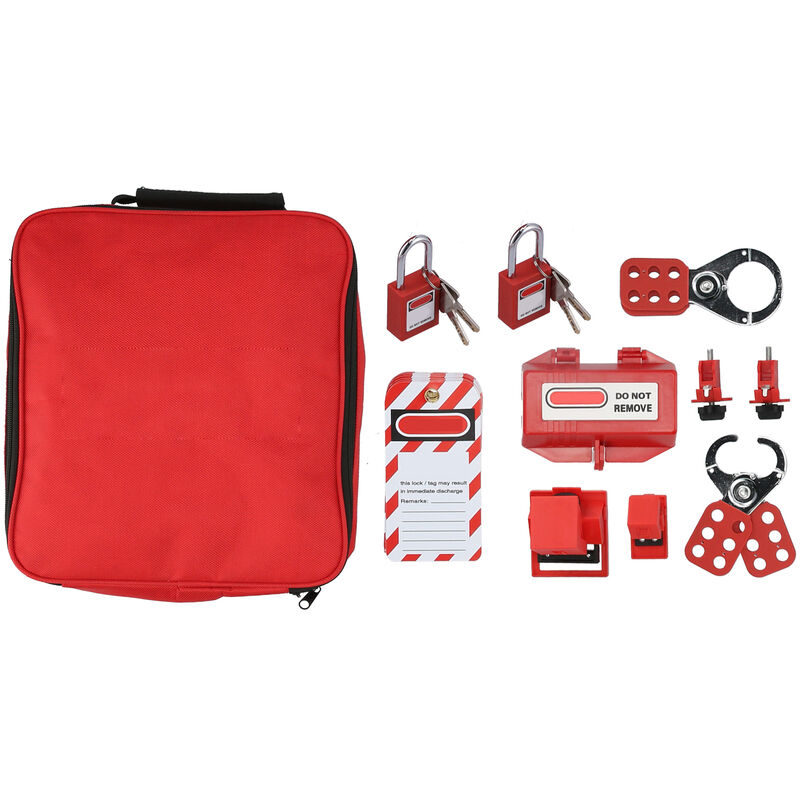 Jeffergarden Kit de verrouillage électrique, loquets, cadenas de sécurité, disjoncteur, prise de verrouillage avec sac de rangement