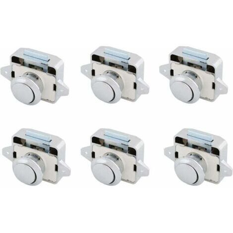 Verrouillage par poussée, verrouillage de meubles, verrouillage à bouton-poussoir, verrouillage à bouton-poussoir avec poignée en alliage de zinc pour camping-car, bateau, yacht, camping, 6 pièc