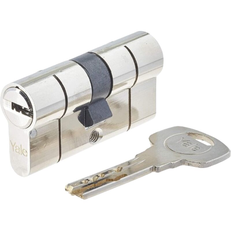 Cylindre de serrure Yale YC2100 - 10 goupilles - 5 clés réversibles - nickelé - 30x30mm