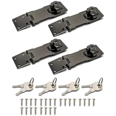 Verrous à moraillon à clé, lot de 4, bouton tournant de 10 cm, verrou de sécurité avec loquet à clé pour armoire.