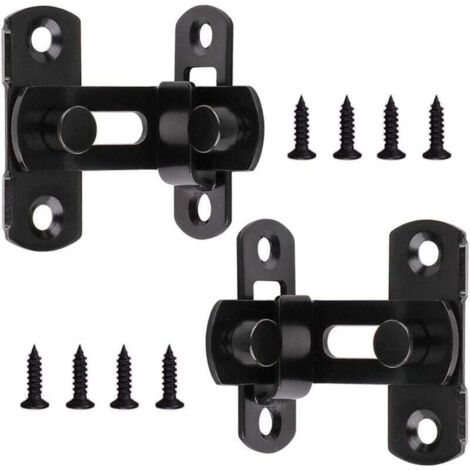 Verrous de Porte à Angle Droit 2 Pièces Loquet à Bascule Serrure de Porte en Acier Inoxydable Boucle de Porte Boulon de Porte Boulons de Verrouillage avec Vis pour Portes et Fenêtres Noir