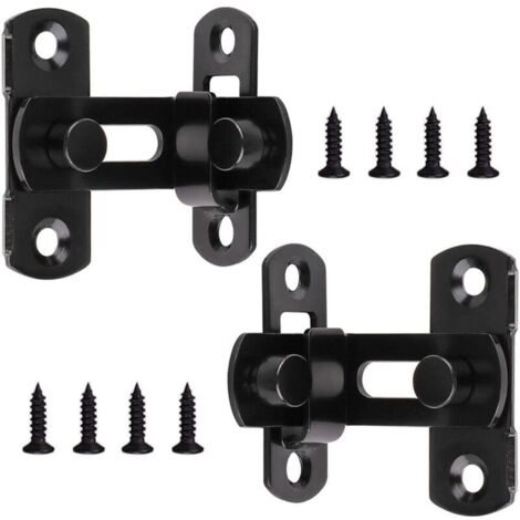 Verrous de Porte à Angle Droit 2 Pièces Loquet à Bascule Serrure de Porte en Acier Inoxydable Boucle de Porte Boulon de Porte Boulons de Verrouillage avec Vis pour Portes et Fenêtres Noir