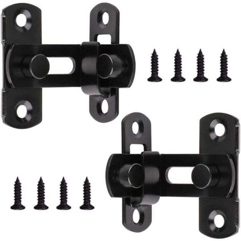 Verrous de Porte à Angle Droit 2 Pièces Loquet à Bascule Serrure de Porte en Acier Inoxydable Boucle de Porte Boulon de Porte Boulons de Verrouillage avec Vis pour Portes et Fenêtres Noir