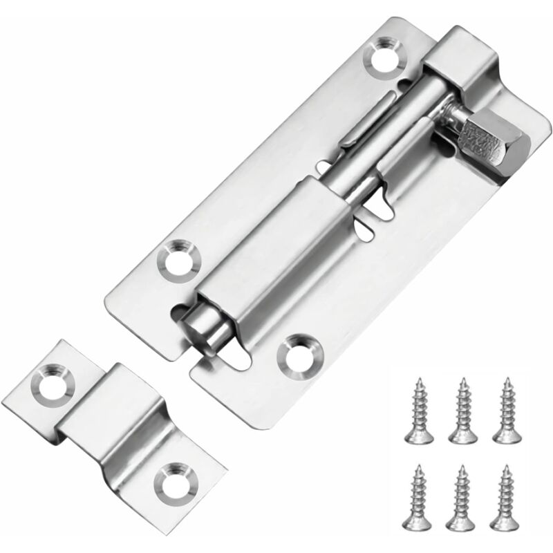 Verrous de porte coulissants 75 mm (3 po), en acier inoxydable 304, avec vis (1 paquet)