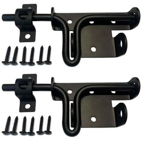 Verrous Loquet Porte à Boulon Coulissant Extérieur, Serrure de Porte avec Trou de Cadenas Inox Targette Loquet de Portail de Fermeture noir(2 articles)