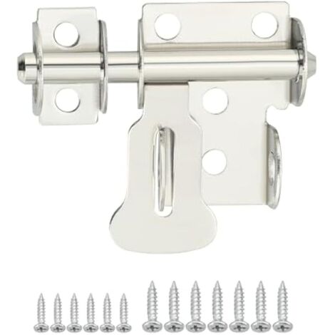 Verrous Loquet Porte Extérieur, 6.6x4.6 CM, Verrou Porte Loquet Pratique Durable, Verrou Porte Interieure en Acier Inoxydable, Loquet Porte Coulissante Pour Portes, Fenêtres, Clôtures, Brossé