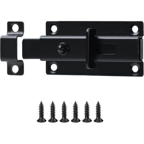 Verrous Loquet Porte Extérieur, 8.6x4.5 CM, Targette Verrou Portail Pratique Durable, Verrou Porte Interieure en Acier Inoxydable, Loquet Porte Coulissante Pour Portes, Fenêtres, Clôtures, Noir