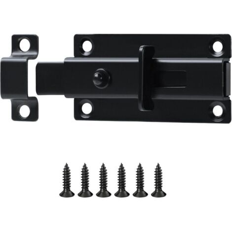 Verrous Loquet Porte Extérieur, 8.6x4.5 CM, Targette Verrou Portail Pratique Durable, Verrou Porte Interieure en Acier Inoxydable, Loquet Porte Coulissante Pour Portes, Fenêtres, Clôtures, Noir