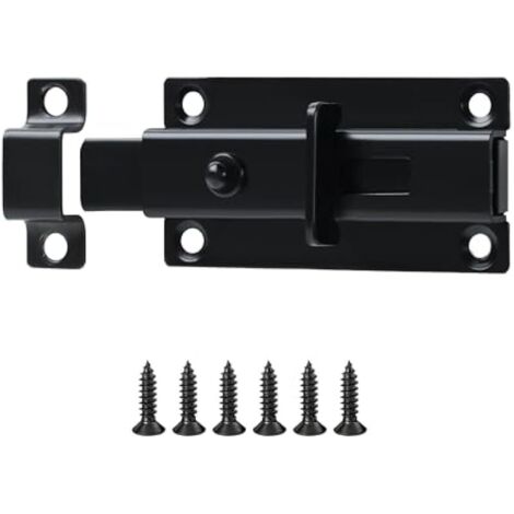 Verrous Loquet Porte Extérieur, 8.6x4.5 CM, Targette Verrou Portail Pratique Durable, Verrou Porte Interieure en Acier Inoxydable, Loquet Porte Coulissante Pour Portes, Fenêtres, Clôtures, Noir