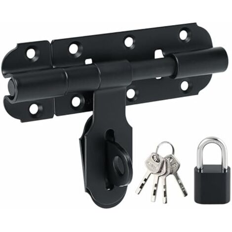 Verrous Loquet Porte Extérieur Ensembles Loquet de Porte à Boulon Coulissant Verrou de Porte à Barillet Serrure avec Trou pour Cadenas