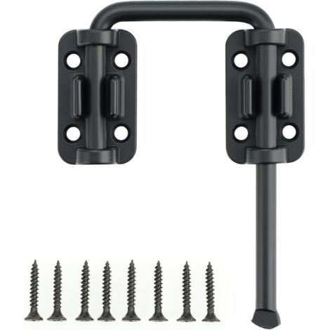 Verrous Loquet Porte Extérieur,10x8 CM, Verrou Porte Loquet Pratique, Verrou Porte Interieure en Acier Inoxydablede, Loquet Porte Coulissante Pour Portes, Fenêtres, Clôtures, Noir