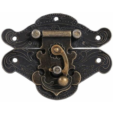 Verrous vintage antique gaufrage Moraillon Loquet Serrure Fermoir avec vis pour décoratifs Cabinet armoire Boîte à bijoux boîte cadeau valise ou meuble Couleur bronze，