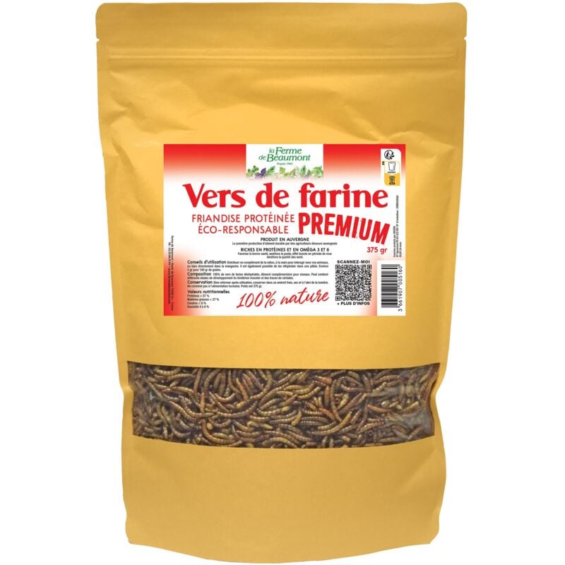 Ferme De Beaumont - Vers de farine français • Friandise protéines poules • 1 kg • 6,5 litres