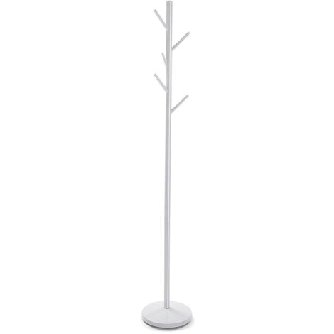 Versa Adelisa Perchero de Pie de Estilo Minimalista, con 5 Ganchos o Colgadores para Ropa o Bolsos para el Recibidor, Medidas (Al x L x An) 170 x 28,5 x 28,5 cm, Metal, Color Blanco - Blanco