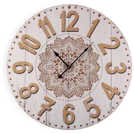 Versa Burkes Reloj de Pared Decorativo para la Cocina, el Salón, el Comedor o la Habitación, Medidas (Al x L x An) 58 x 3 x 58 cm, Madera, Color Marrón - Marrón