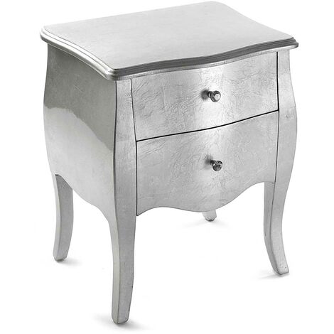 Versa Cagliari Table de chevet Petite table ou table d'appoint, 60x39x50cm - Argent
