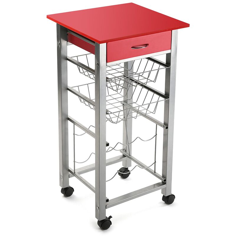

Versa Leicester Carro de cocina con ruedas, Verdulero, 82x40x40cm - Rojo