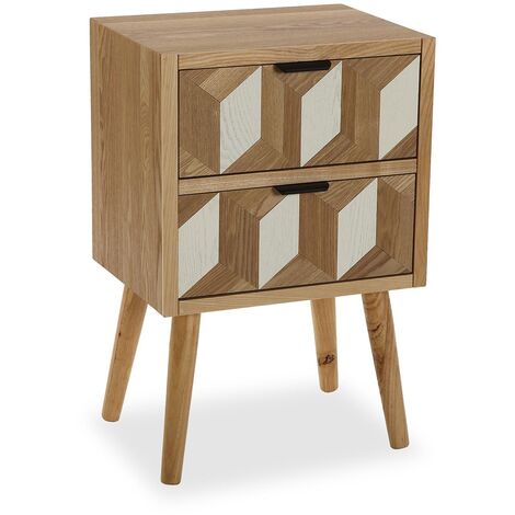 Versa Chess Table de chevet Petite table ou table d'appoint, 61,5x30x40cm - Marron et blanc