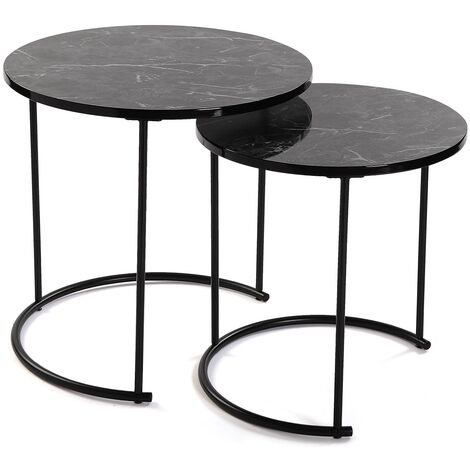 Versa Eiffelton Beistelltisch, Moderner, niedriger Tisch , 49x50x50cm - Schwarz