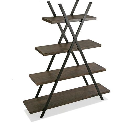 Versa Jules Étagère murale de style industriel, Bibliothèque, 101x33x100cm - Marron