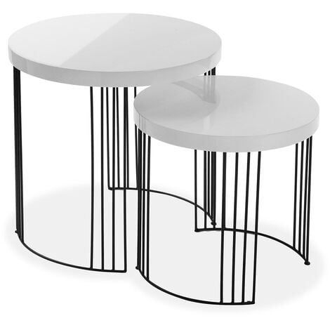 mesa redonda madera blanca 80x80x80 cm