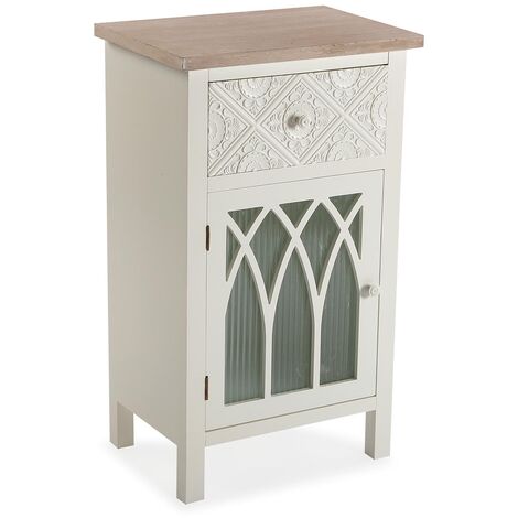 Versa Kelly Nachttisch oder zusätzlicher Tisch für das Schlafzimmer oder Wohnzimmer, mit Schublade und Schrank, Maßnahmen (H x L x B) 75 x 30 x 45 cm, Holz, Farbe: Weiß und Braun