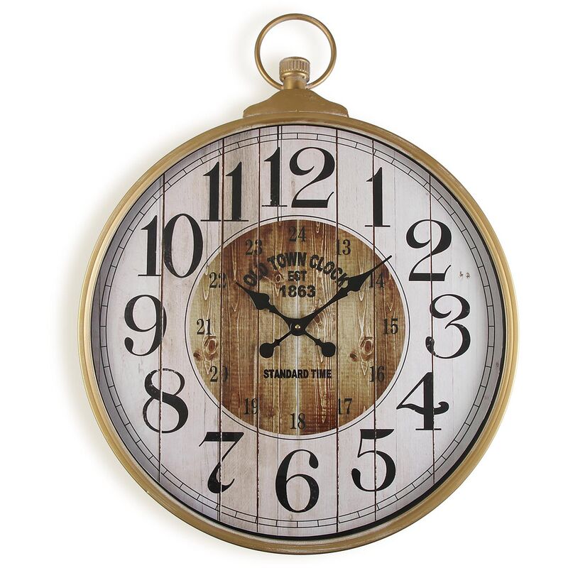 

Kim Reloj de Pared Silencioso Decorativo, 85x5,5x67cm - Dorado y Blanco - Versa