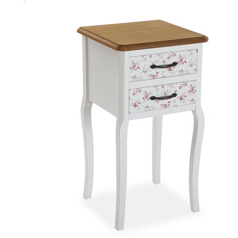 Versa Maggie Table de chevet Petite table ou table d'appoint, 69x37x35cm - Blanc, rose et marron