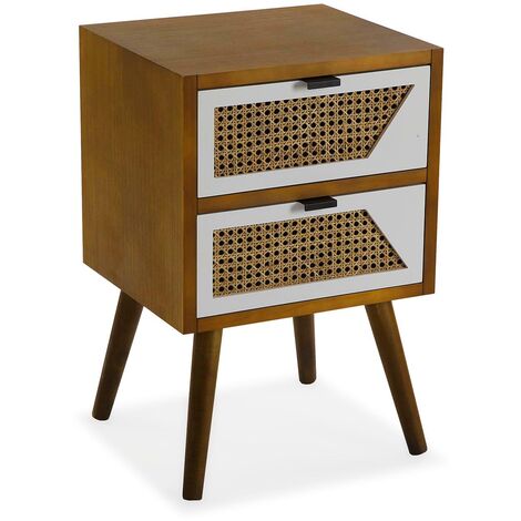 Versa Martine Table de chevet Petite table ou table d'appoint, 40x35x61cm - Marron et blanc