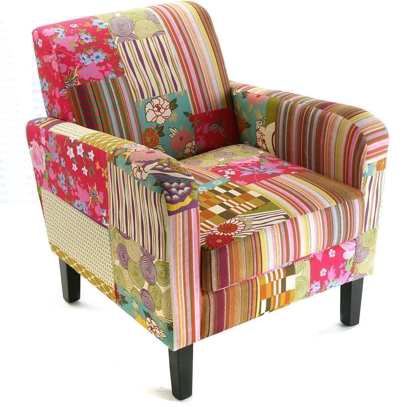 

Pink Patchwork Butaca para Salón, Sillón confortable, 71x77x65cm - Rosa - Versa
