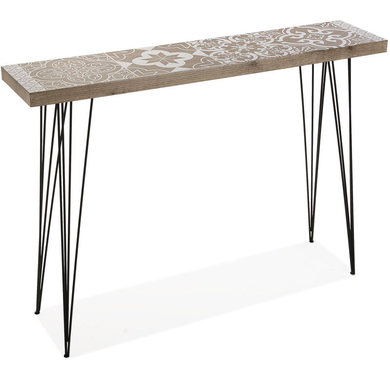 

Lygia Mueble Recibidor Estrecho, Mesa Consola, 80x25x110cm - Marrón y blanco - Versa