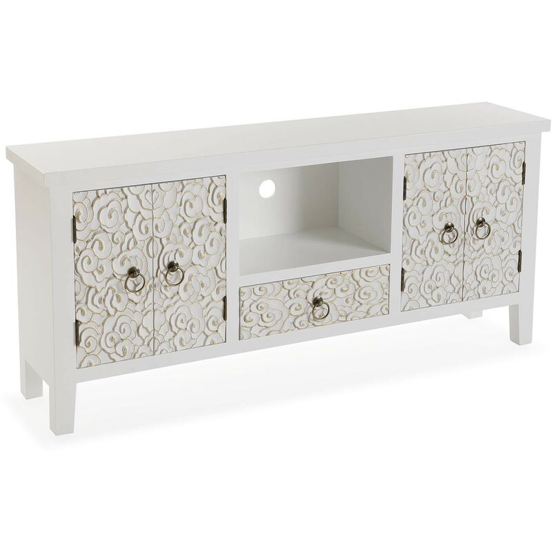 

Versa Nanako Mueble para TV, Armario salón, Aparador, 56x25x120cm - Blanco