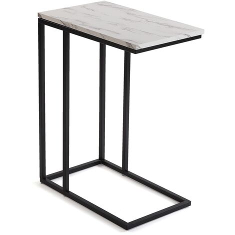 Versa Padua Beistelltisch, Moderner, niedriger Tisch , 61,5x29x48cm - Weiß und Schwarz