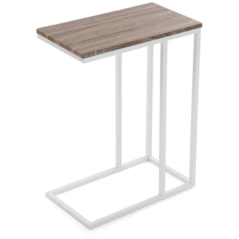 

Versa Padua Mesa Auxiliar. Moderna Mesilla Baja, 61x26x46cm - Marrón y blanco