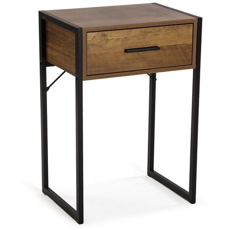 Versa Pilu Table de chevet Petite table ou table d'appoint, 60x30x41cm - Marron et noir