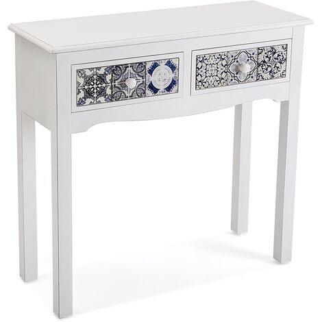 Versa Pireo Mueble Recibidor Estrecho, Mesa Consola, 78x30x81cm - Blanco