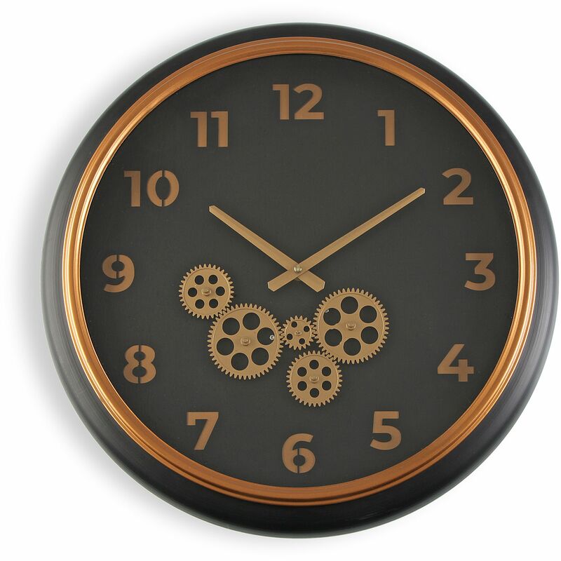 

Queensland Reloj de Pared Silencioso Decorativo, 52x7x52cm - Negro - Versa