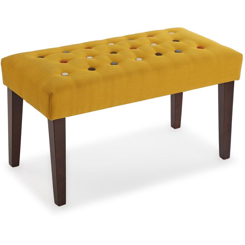 

Botones Taburete pie de cama Banco para Dormitorio, 43x40x80cm - Amarillo - Versa