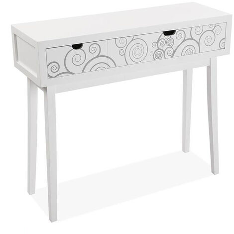Versa Revery Mueble Recibidor Estrecho para la Entrada o el Pasillo, Mesa Consola, con 2 cajones, Medidas (Al x L x An) 81,5 x 30 x 90 cm, Madera, Color Blanco - Blanco
