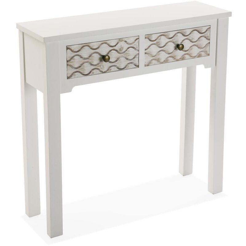 

Versa Safira Mueble Recibidor Estrecho, Mesa Consola, 79x25x80cm - Blanco y Marrón