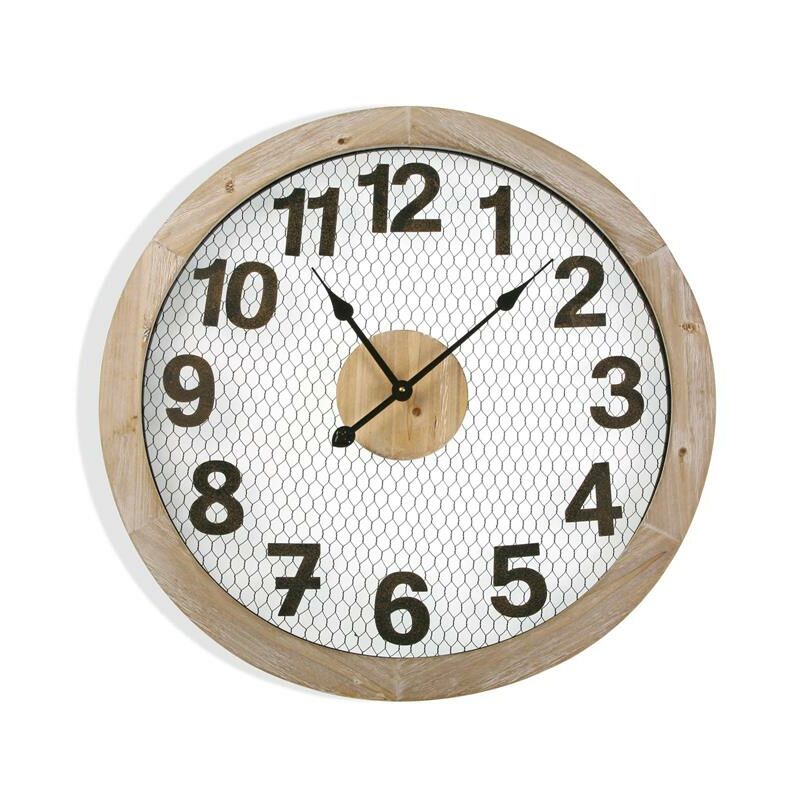 

Saldanha Reloj de Pared Silencioso Decorativo, 70x4,5x70cm - Blanco y Marrón - Versa