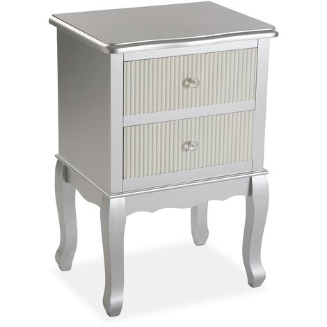 Versa Siena Table de chevet Petite table ou table d'appoint, 67,5x34x45cm - Argent