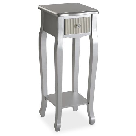 Versa Siena Table de chevet Petite table ou table d'appoint, 78x30x30cm - Argent